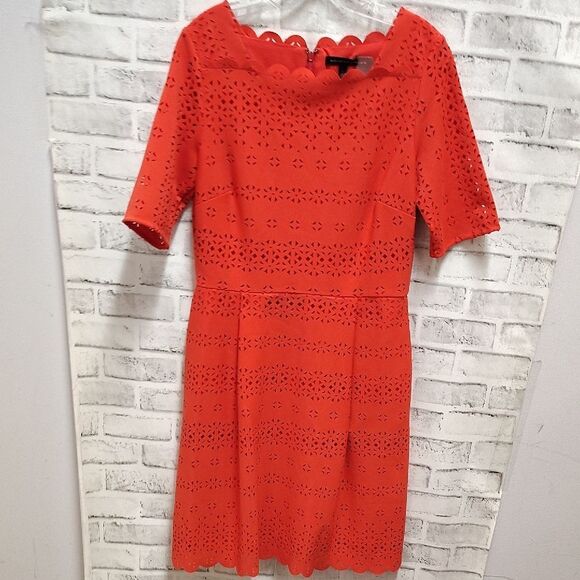Banana Republic Red Sheath Dress Bateau Neckline Midi - Picture 1 of 3